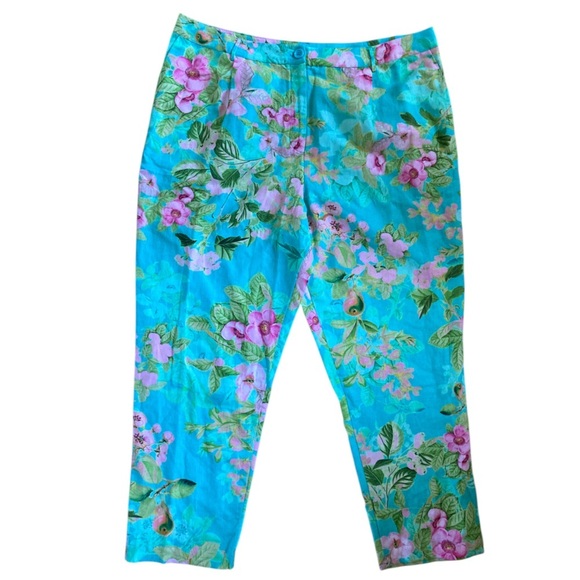 Hemant & Nandita Azra Linen Blend Pant NWT Women's XXL Teal Blue Green - Picture 3 of 8